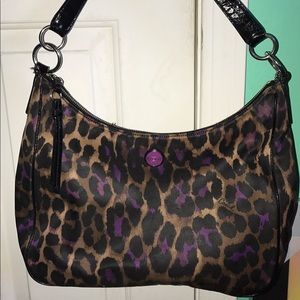 Purple & black cheetah Coach Purse